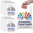 Panelee 100 Pcs Cancer Awareness Colorful Ribbon Plastic Bags with Handles