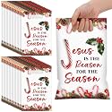 Panelee 100 Pcs Jesus Is the Reason Xmas Plastic Gift Bags with Handles