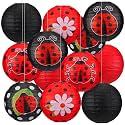 Panelee 12 Pcs Ladybug Party Decorations Paper Lanterns 8 Inch Hanging Round Paper Lanterns for Holiday Party Decorations Supplies Indoor Outdoor