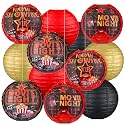 Panelee 12 Pcs Movie Night Party Decorations Theme Hanging Paper Lanterns with Popcorn Trophy Microphone Film Reel Lanterns Decorative for Movie Night Theater Home Carnival Birthday Party