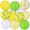 Panelee 12 Pcs Summer Lemon Party Decorations Paper Lanterns Round Hanging Lemon Paper Lanterns for Summer Fruit Party Decorations Supplies Indoor Outdoor