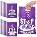 Panelee 50 Pcs Domestic Violence Awareness Plastic Goody Bags with Handles