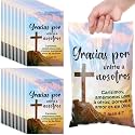 Panelee 50 Pcs Spanish Welcome to Our Church Plastic Bags with Handles