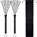 Pangda 1 Pair Drum Brushes Retractable Wire Drum Brushes with Rubber Handle