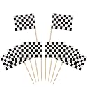 Pangda 100 Pack Racing Flag Toothpicks, Race Car Cupcake Toppers