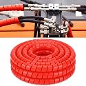 Pangda 25Ft Hydraulic Hose Protector 1.5 Inch Spiral Hose Wrap Cover Red