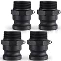 Pangda 4 Pcs 2 Inch Camlock Fittings Poly Standard Type F Camlock Couplings Male Adapter Male Thread Cam Lock Fittings Polypropylene Cam Groove Coupling