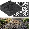 Pangda 8 Pcs Rubber Stepping Stones Outdoor, Black, Scroll