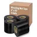 Pangda Wrestling Mat Tape 3/4 Inch for Exercise, 4'', Black, 4 Rolls