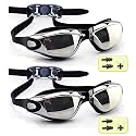 Swimming Goggles UV Protection Anti-Fog for Men Women Kids with solid Protection Case - Swim Glasses Assured No Leaking with Adjustable Strap (Swimming goggles - Pack of 2 (Silver))