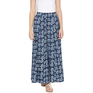 PANIT Navy Blue Printed Cotton Palazzo