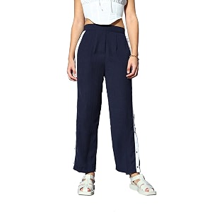 PANIT Women Stylish Mustard Solid Slitted Trousers