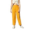 PANIT Women Stylish Mustard Solid Slitted Trousers