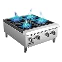 Pantin Commercial Stove, 4 Burners Countertop Cooking Range, Stainless Steel 24" Commercial Hot Plate for Restaurant Kitchen, Natural Gas & Propane Stove 120,000 BTU, LT-GHP-4L