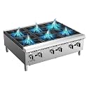 Pantin Commercial Stove, 6 Burners Countertop Cooking Range, Stainless Steel 42" Commercial Hot Plate for Restaurant Kitchen, Natural Gas &amp; Propane Stove 180,000 BTU, LT-GHP-6L