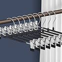 Pants Hangers with Clips Skirt Hangers 12 Inch 20 Pack, Black