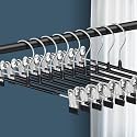 Pants Skirt Hangers with Clips, 12 Inch, Black, 20 Pack