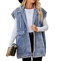 PAODIKUAI Women39s Oversized Denim Vest - Sleeveless
