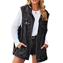 PAODIKUAI Women39s Oversized Denim Vest - Sleeveless