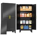 PAOFIN 61" Metal Storage Cabinet with 2 Doors and 3 Adjustable Shelves,Black Metal Garage Storage Cabinets, File Cabinet,Steel Tool Cabinets for Home,Office,Garage,School,Warehouse