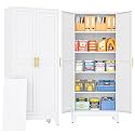 PAOFIN 71" Metal Storage Cabinet with 2 Doors and 4 Adjustable Shelves,White Metal Garage Storage Cabinets, File Cabinet,Steel Tool Cabinets for Home,Office,Garage,School,Warehouse