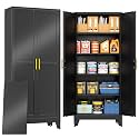 PAOFIN 71" Metal Storage Cabinet with 2 Doors and 4 Adjustable Shelves,Black Metal Garage Storage Cabinets, File Cabinet,Steel Tool Cabinets for Home,Office,Garage,School,Warehouse
