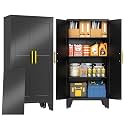 PAOFIN Metal Storage Cabinet with 2 Doors and 3 Adjustable Shelves, Metal Garage Storage Cabinets, File Cabinet,Steel Tool Cabinets for Home,Office,Garage,School,Warehouse(Black)