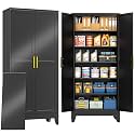 PAOFIN Metal Tall Storage Cabinet with 2 Doors and 5 Adjustable Shelves
