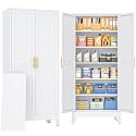 PAOFIN Metal Tall Storage Cabinet with 2 Doors and 5 Adjustable Shelves
