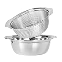 Paoli 304 Stainless Steel Fine Mesh Colander Set, 3.5QT Large Capacity Strainer with Mixing Bowl — Rinse Fruits, Veggies, Rice &amp; Drain Pasta, Dishwasher Safe (2-Piece)