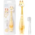Papablic Toddler Sonic Electric Toothbrush Kids for Ages 1-3 Years, Baby Electric Toothbrush with Cute Rabbit Cover and Smart LED Timer, 2 Brush Heads (Bunny)