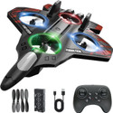 PAPASpace RC Fighter Jet 2.4GHz Remote Control Airplane with LED Lights & Stunts (Black)
