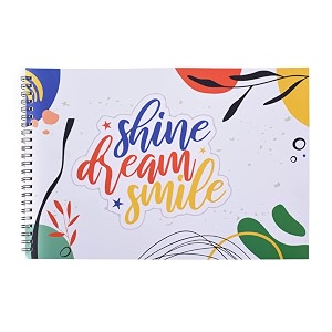 papboo a4 shine design artist sketch book - drawing book with back support-140 gsm- 50 pages- matte finished cover