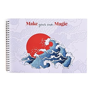 papboo a5 magic art design artist sketch book - drawing book with back support-140 gsm- 60 pages- matte finished cover