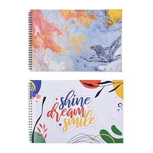 papboo shine amp marble- a5 artist sketch book - drawing book with back support-cartridge 140 gsm- 2  60 pages- matte finished cover