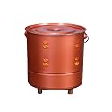 Paper Burning Bin, Yard Burn Barrel with Lid and Handle, Seamless Welded Base, Metal Burn Barrel for Burning Paper Leaves Trash and Wood(Gold,50cm)