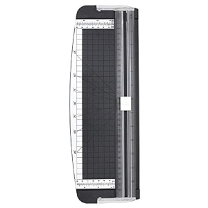 paper cutter a4 paper trimmer 12 inch cut with automatic hand safeguard and side ruler for scrapbooking coupon craft paper cardstock label and photo blackwhite pack of 1