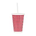 Pack2Eat Paper Non Slip Cups with Lid and Straw Leak Proof, Non-Soggy, Sturdy, Ideal for Cold Beverages for Party (450 ml, 100 Pcs), Multicolor