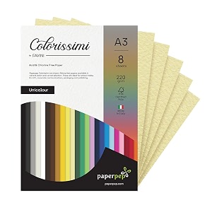 paper pep colorissimi card stock 220gsm a3 camoscio pastel yellow unicolor pack of 8 sheets