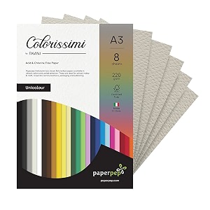 paper pep colorissimi card stock 220gsm a3 grigio light grey unicolor pack of 8 sheets