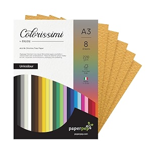 paper pep colorissimi card stock 220gsm a3 tabacco mustard unicolor pack of 8 sheets