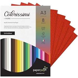 paper pep colorissimi card stock 220gsm a3 scarlatto red unicolor pack of 16 sheets
