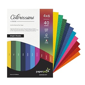 paper pep colorissimi card stock 220gsm 434x634 bright shades assorted pack of 80 sheets