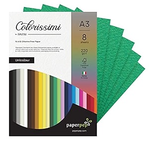 paper pep colorissimi card stock 220gsm a3 verde green unicolor pack of 16 sheets