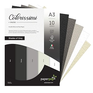 paper pep colorissimi card stock 220gsm a3 shades of grey assorted pack of 10 sheets