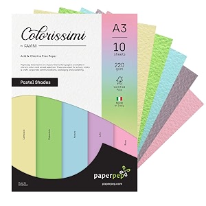 paper pep colorissimi card stock 220gsm a3 pastel shades assorted pack of 10 sheets