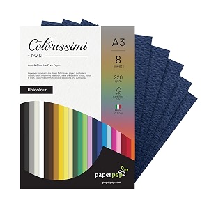 paper pep colorissimi card stock 220gsm a3 indaco navy blue unicolor pack of 16 sheets