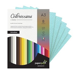 paper pep colorissimi card stock 220gsm a3 azzurro baby blue unicolor pack of 8 sheets