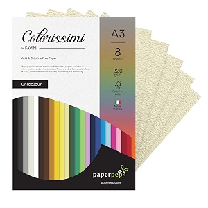 paper pep colorissimi card stock 220gsm a3 avorio cream unicolor pack of 16 sheets