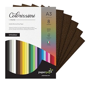 paper pep colorissimi card stock 220gsm a3 caffe brown unicolor pack of 8 sheets